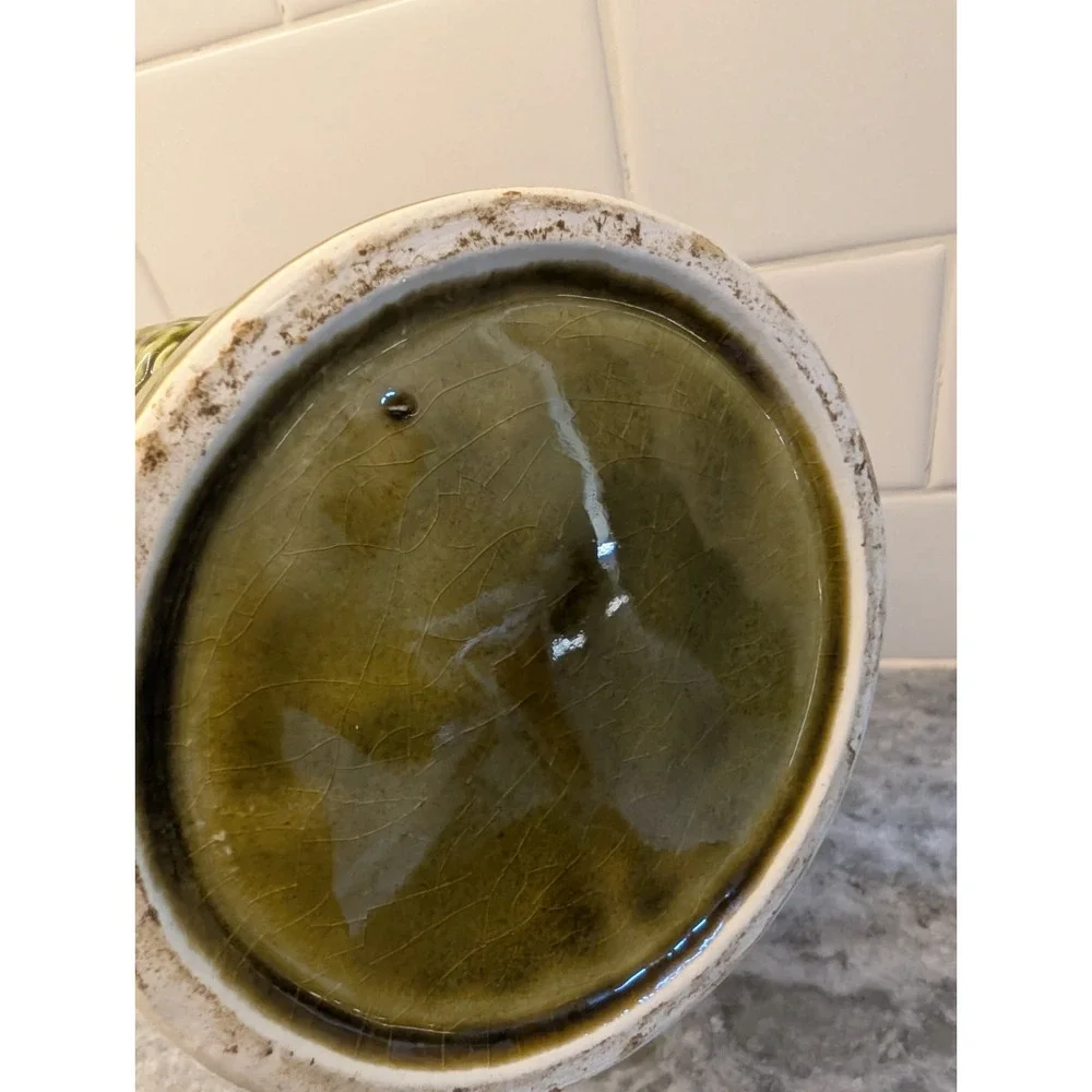 VINTAGE CERAMIC GREEN COFFEE CANISTER W/ LID